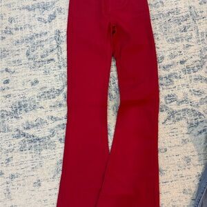Vibrant leather Red Flared Pants